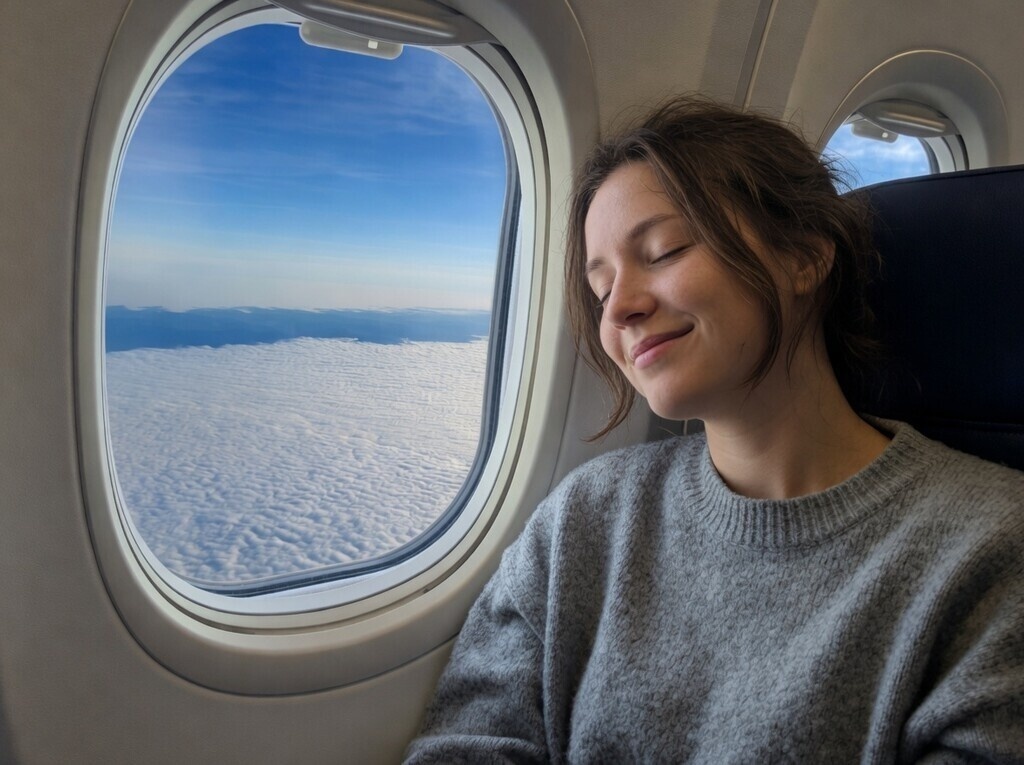Vrouw besteedt wat extra aandacht aan zichzelf tijdens vlucht naar Miami