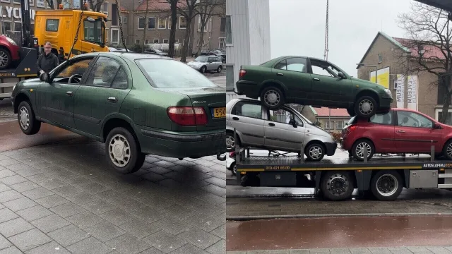 Tetris voor gevorderden: Baas van de dag stapelt auto's alsof het LEGO-blokken zijn