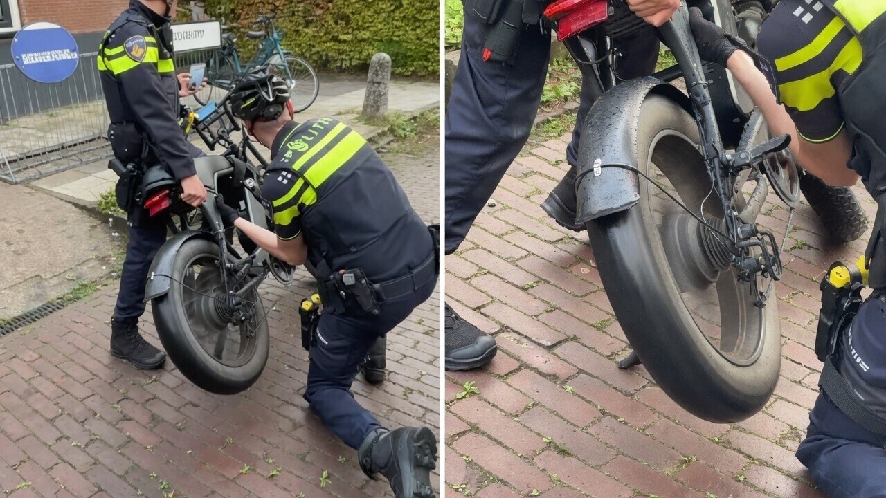Geen rollerbank in de buurt? Agenten meten fatbike met de hand