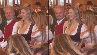 Luxy Dutch zorgt met haar decolleté voor afleiding op Oktoberfest
