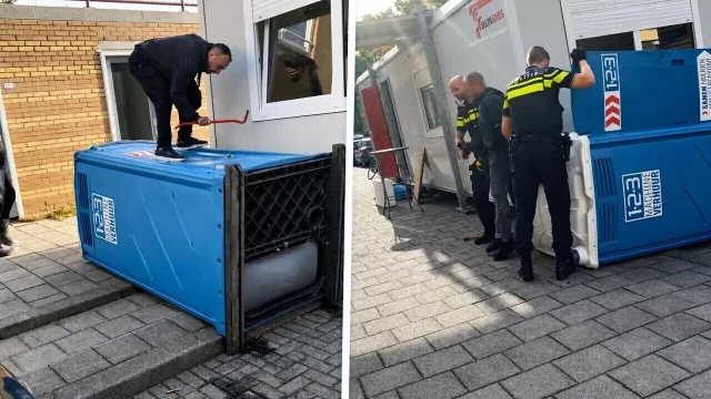 Heerlijke karma voor kansenparel die een fatbike stal: de stinkende dixi-bajes