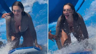 Talentje op bodyboard trakteert op een prettig rondje van de zaak op surfsimulator
